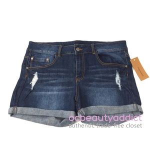 Color Swatch Plus Distressed Blue Jean Shorts 1X